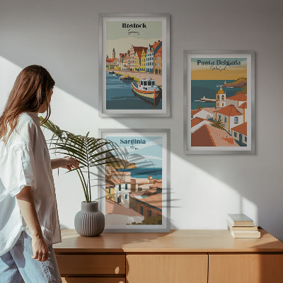 Wall art set Views of European coastal cities
