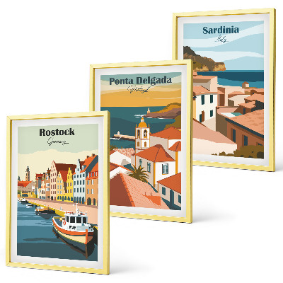 Wall art set Views of European coastal cities