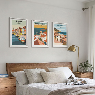 Wall art set Views of European coastal cities