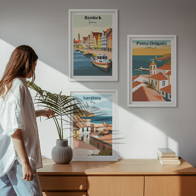 Wall art set Views of European coastal cities