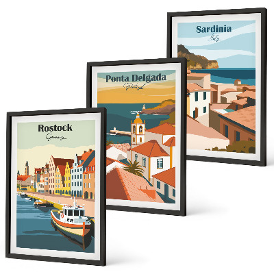 Wall art set Views of European coastal cities