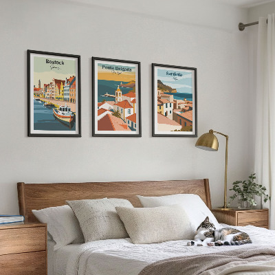 Wall art set Views of European coastal cities