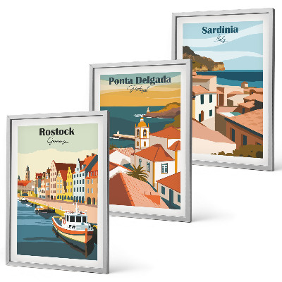Wall art set Views of European coastal cities