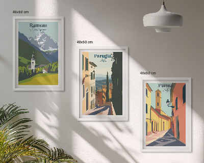 Three-piece wall art piece Mountain landscapes and Italy