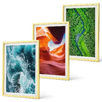 Three-piece wall art set canyon green forest water movement print