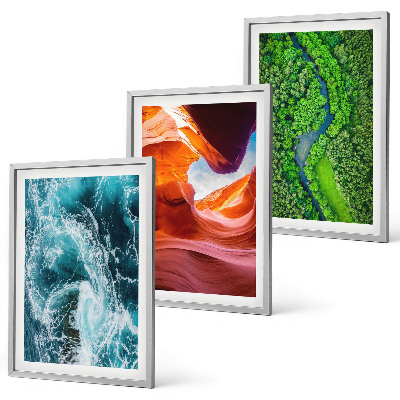 Three-piece wall art piece Water movement canyon green forest