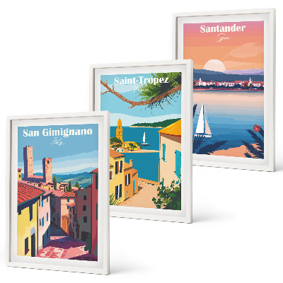 Wall art set Italian town landscapes