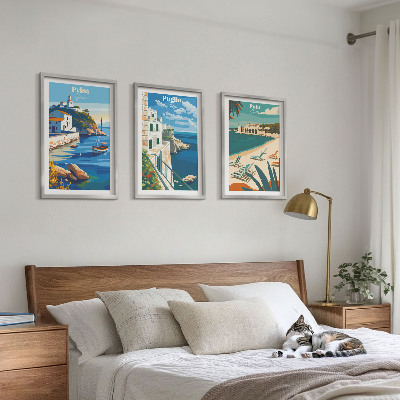 Three-piece wall art piece Coastal landscapes of tourism