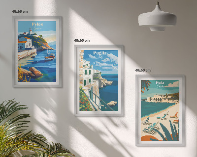 Three-piece wall art piece Coastal landscapes of tourism
