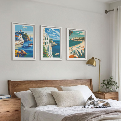 Three-piece wall art piece Coastal landscapes of tourism