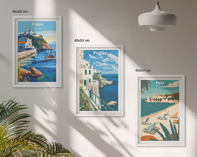 Three-piece wall art piece Coastal landscapes of tourism