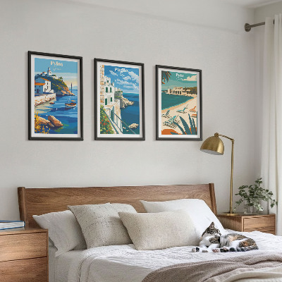 Three-piece wall art piece Coastal landscapes of tourism