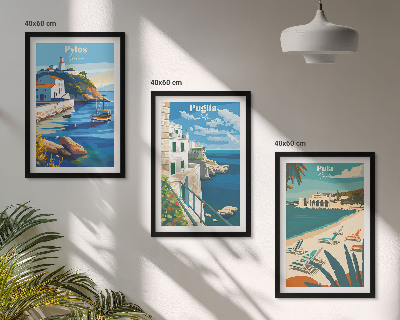 Three-piece wall art piece Coastal landscapes of tourism
