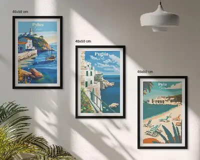 Three-piece coastal landscape wall art tourism themed canvas prints