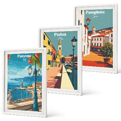 Wall art set Retro city illustrations