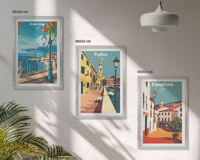 Wall art set Retro city illustrations