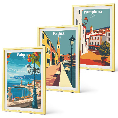 Wall art set Retro city illustrations