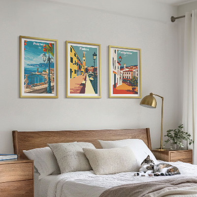 Wall art set Retro city illustrations