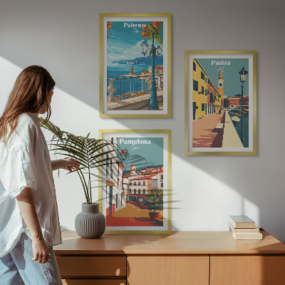 Wall art set Retro city illustrations