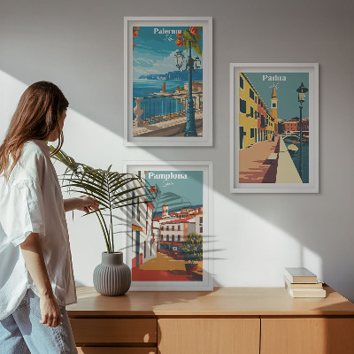 Wall art set Retro city illustrations