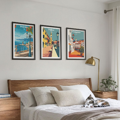 Wall art set Retro city illustrations
