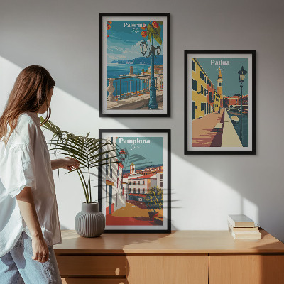 Wall art set Retro city illustrations