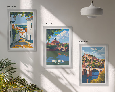 Three-piece wall art piece Retro city graphics