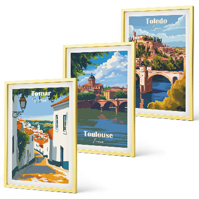 Three-piece wall art piece Retro city graphics