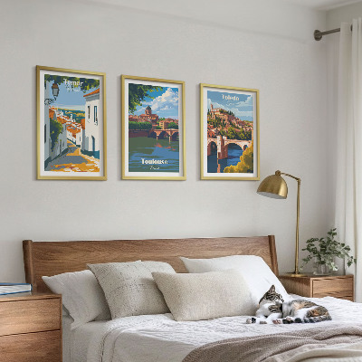 Three-piece wall art piece Retro city graphics