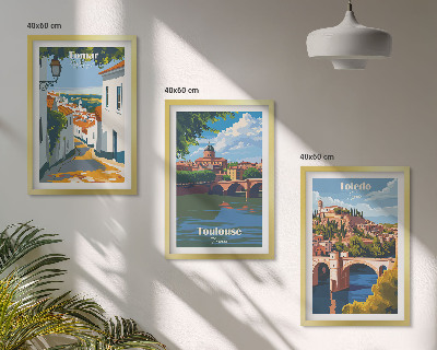 Three-piece wall art piece Retro city graphics