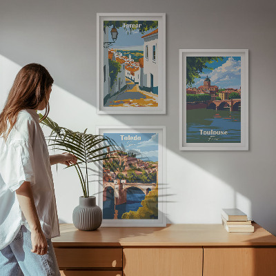 Three-piece wall art piece Retro city graphics