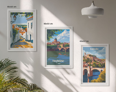 Three-piece wall art piece Retro city graphics