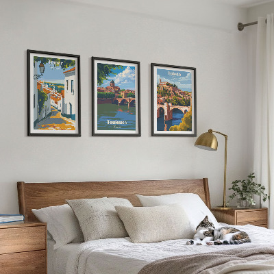 Three-piece wall art piece Retro city graphics