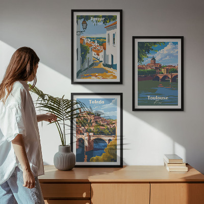 Three-piece wall art piece Retro city graphics