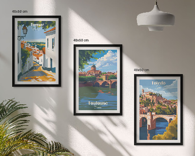 Three-piece wall art piece Retro city graphics
