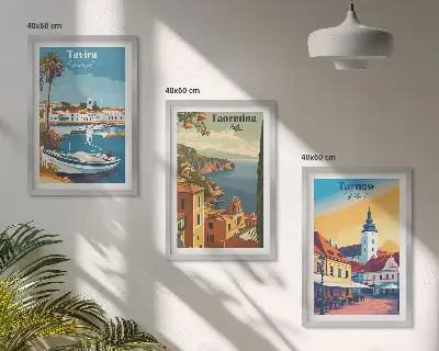 Views of coastal cities set of 3 framed wall art pieces