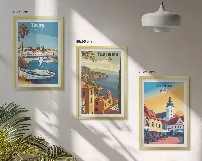 Views of coastal cities set of 3 framed wall art pieces