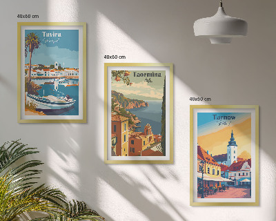 Set of 3 framed wall art pieces Views of coastal cities