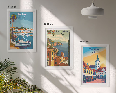 Set of 3 framed wall art pieces Views of coastal cities