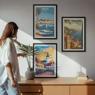 Views of coastal cities set of 3 framed wall art pieces