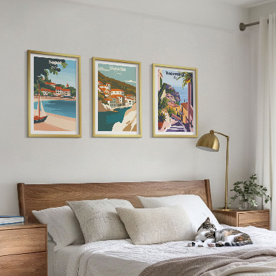Wall art set Seaside town illustrations