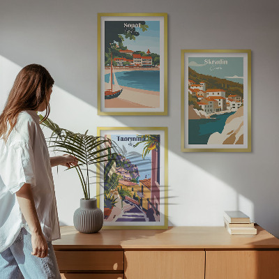 Wall art set Seaside town illustrations