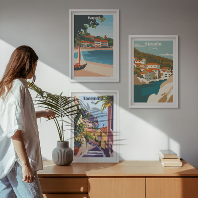Wall art set Seaside town illustrations