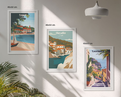 Wall art set Seaside town illustrations