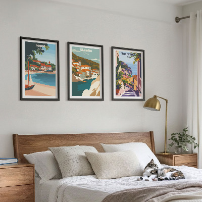 Wall art set Seaside town illustrations