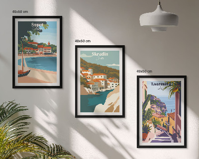 Wall art set Seaside town illustrations