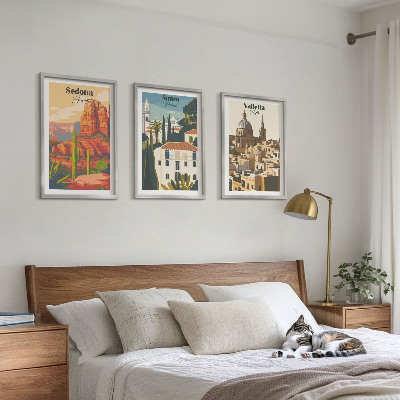 Three-piece wall art piece Views Sedona Sintra Valletta retro