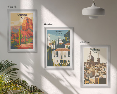 Three-piece wall art piece Views Sedona Sintra Valletta retro