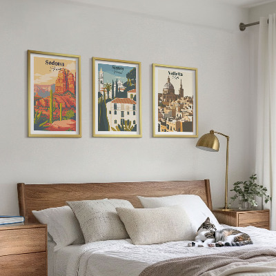 Three-piece wall art piece Views Sedona Sintra Valletta retro