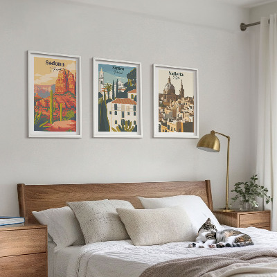 Three-piece wall art piece Views Sedona Sintra Valletta retro